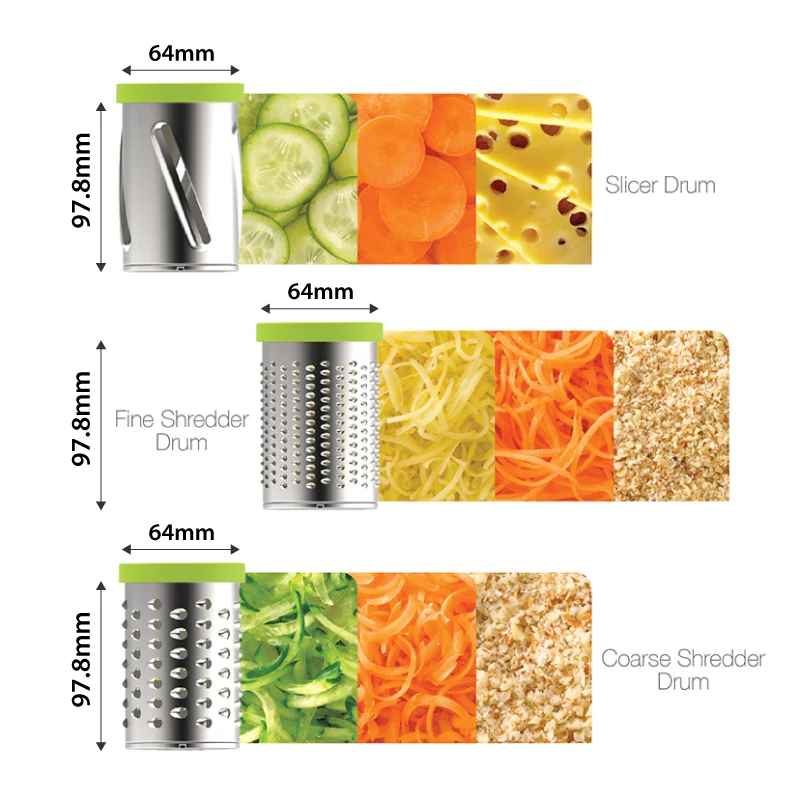 SlicePro™ 4-in-1 Rotary Drum Vegetable Grater & Slicer