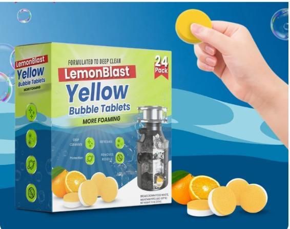 LemonBlast™ Effervescent Yellow Bubble Cleaning Tablets (Pack of 24)