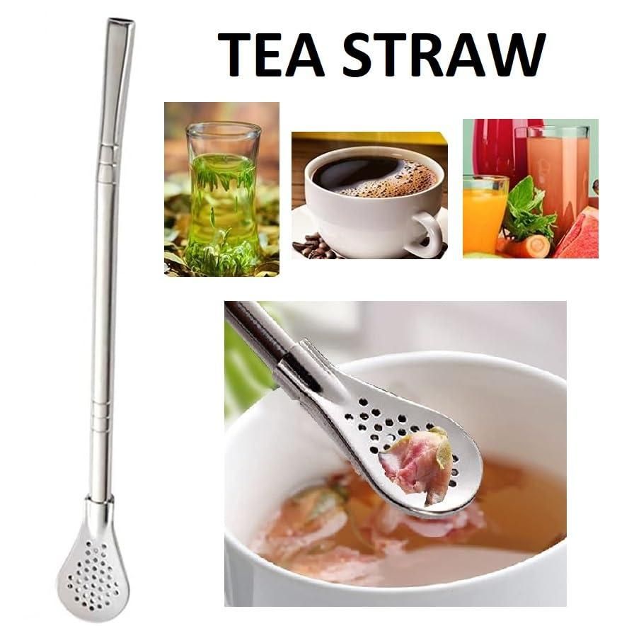 2 in 1 Stainless Steel Drinking Spoon Straws