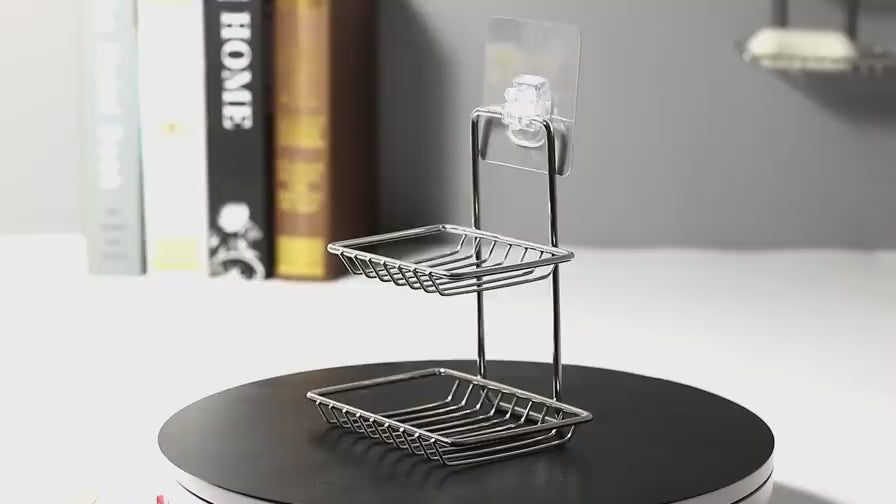 SteelNest™ Wall Mounted Double-Layer Soap Dish with Hook